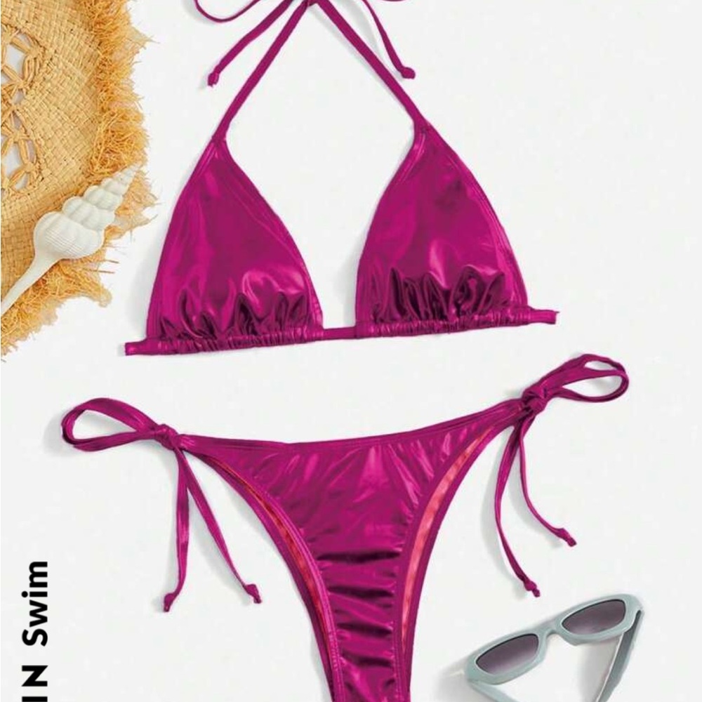 Red Metallic Bikini Set